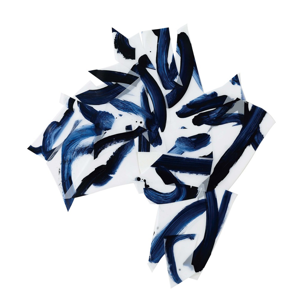 <i>Afflux bleu</i>, acrylique sur calque polyester, 94×90cm, 2015
