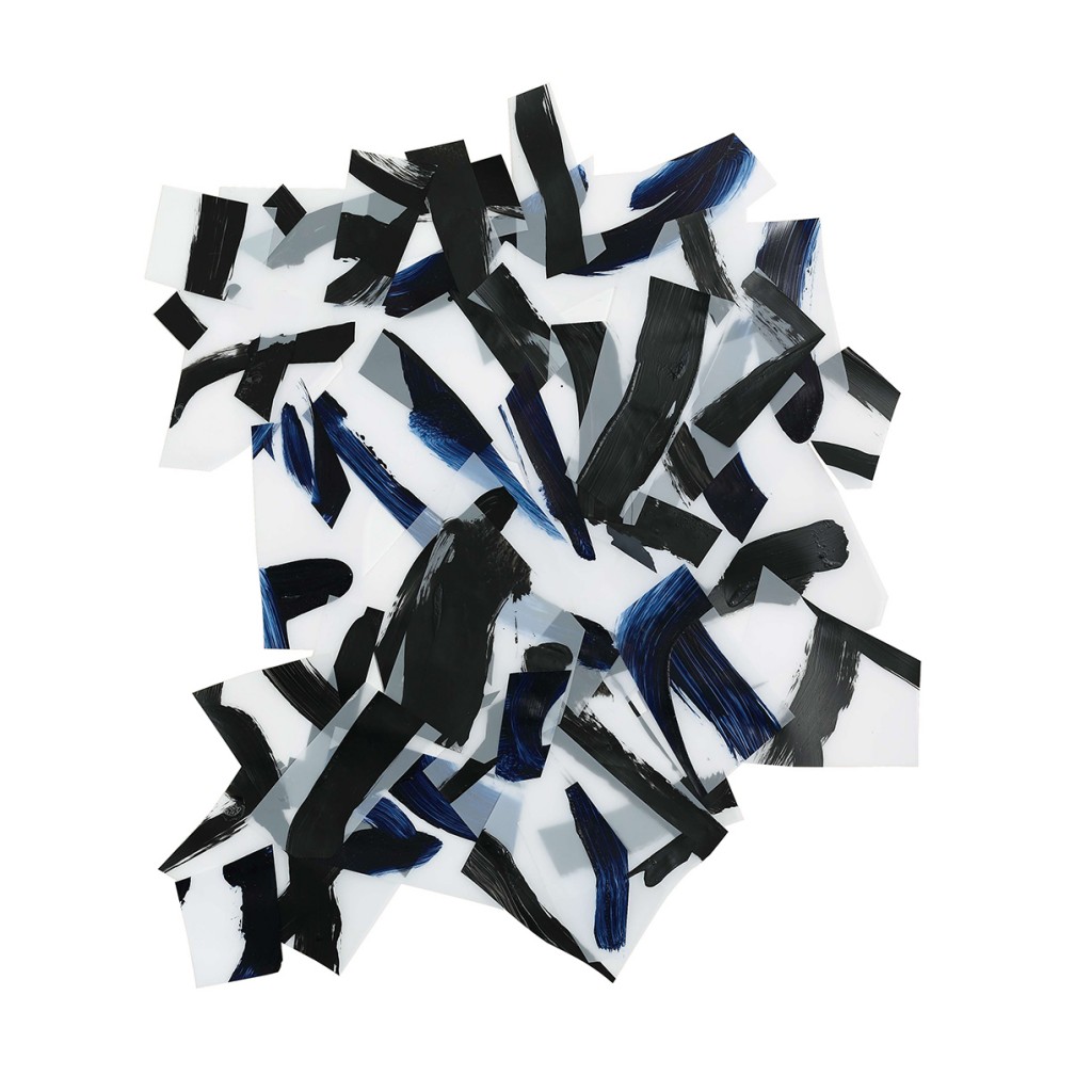<i>Afflux bleu-noir</i>, acrylique sur calque polyester, 56x43cm, 2014