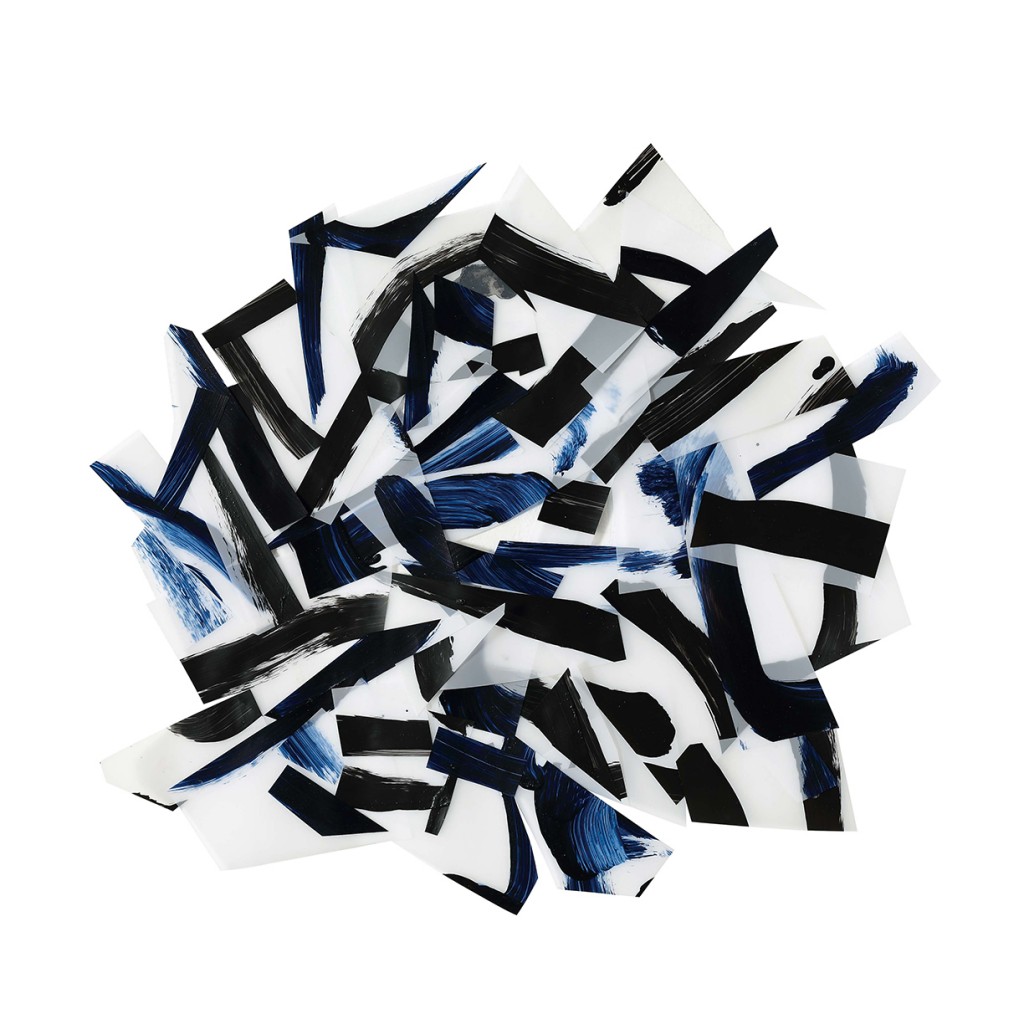 <i>Afflux bleu-noir 4</i>, acrylique sur calque polyester, 55×53cm, 2015