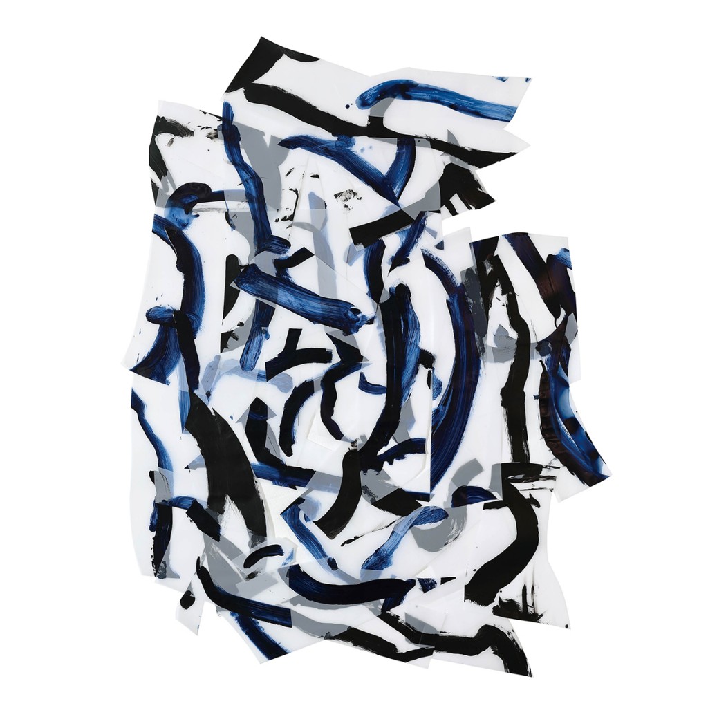 <i>Grand afflux bleu-noir</i>, acrylique sur calque polyester, 150x110cm, 2015