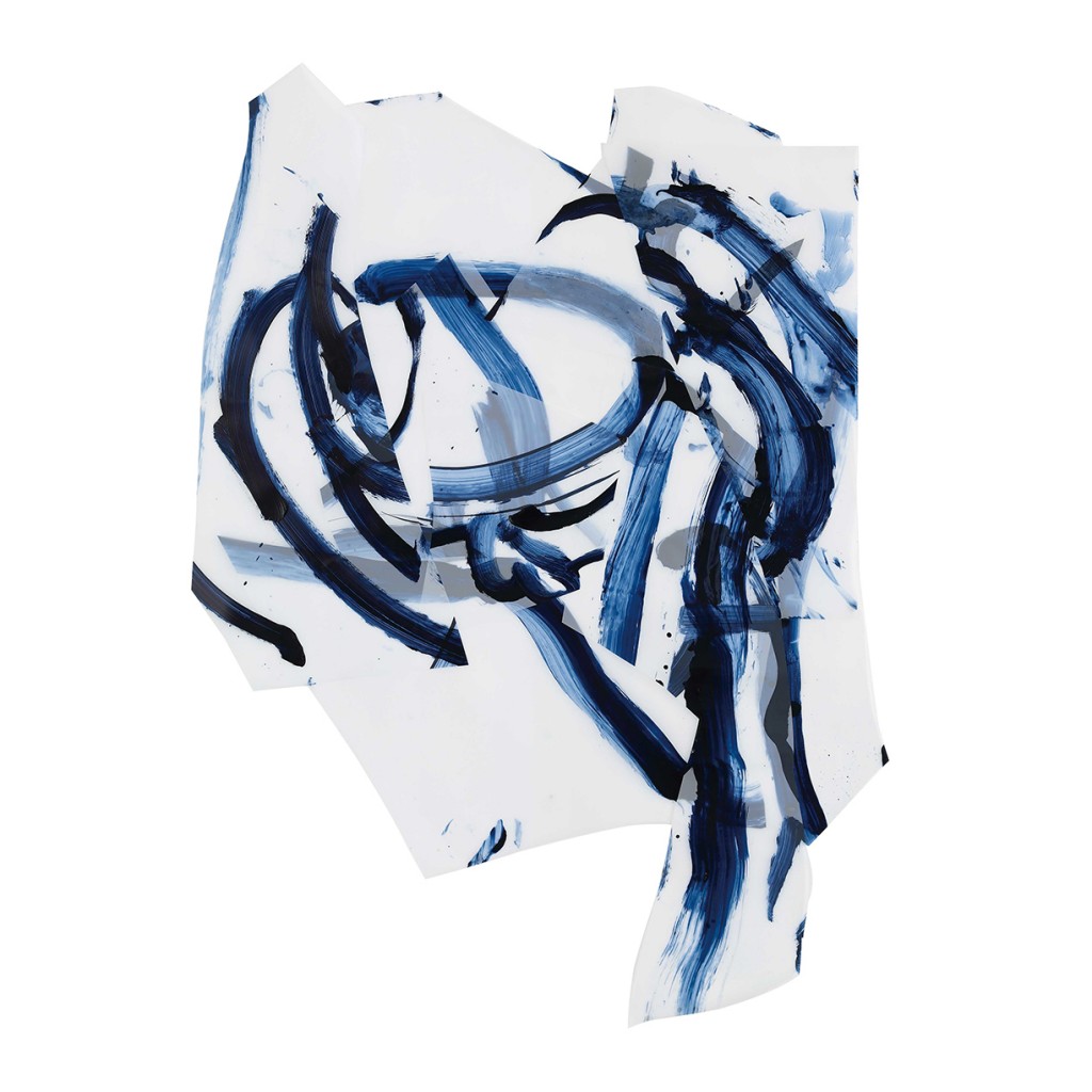 <i>Geste bleu</i>, acrylique sur calque polyester, 150x105cm, 2015