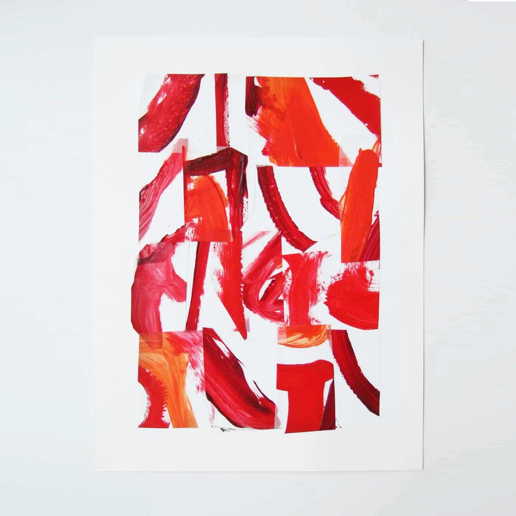 <i>Suite rouge 5</i>, acrylique sur calque polyester, 40x30cm, 2014
