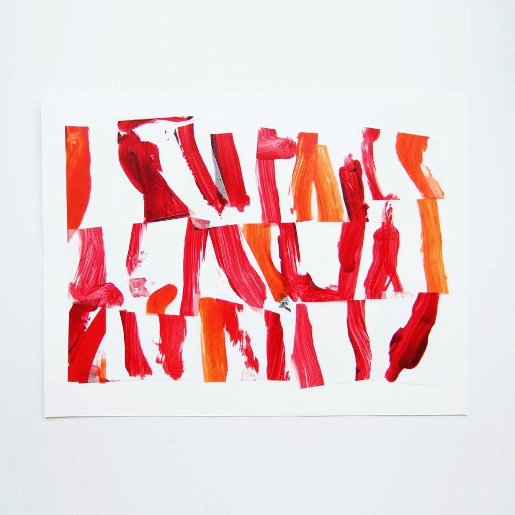 <i>Suite rouge 1</i>, acrylique sur calque polyester, 30x40cm, 2014